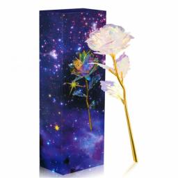 Flor Artificial Com Luz LED De Vidro, Galáxia Rosa Presente, 24K Folha, Colorido, Dia Dos Namorados, Presentes De Aniversário, Decoração Do Casamento - Image 4