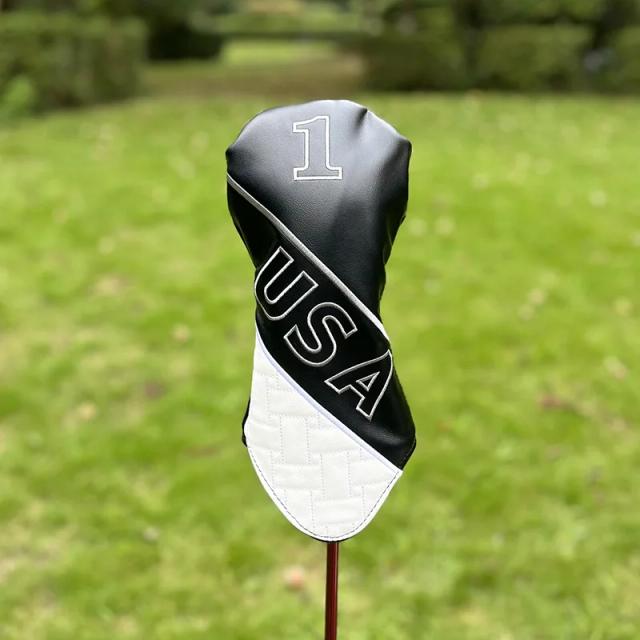 Capa de Cabeça para Clubes de Golfe em Couro PU com Design V, Disponível em Preto e Branco, Ideal para Homens e Mulheres, Modelos Fairway Driver, #3, #5 e Híbrido
