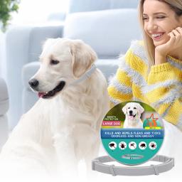 Coleira antipulgas para animais, coleira natural ajustável no pescoço para cães e gatos, cachorros e gatos, acessórios para animais, proteção para 8 meses - Image 2
