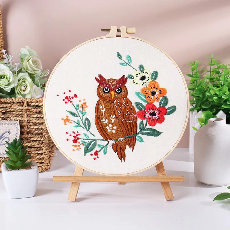 Kits de entrada para bordados para adultos e crianças, padrões fáceis artesanais, animais, plantas, flores, esquilo, iniciantes, bricolage - Image 1