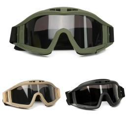 Óculos táticos à prova de vento e poeira, Airsoft, motocross, motocicleta, montanhismo, CS, proteção segura, tiro, 3 lentes - Image 1