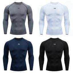 Homens e mulheres manga longa compressão treino, correndo t-shirt, jogging esporte camisola, Fast Dry Fitness Tees, Gym Tops - Image 1