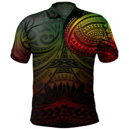 Camisa polo masculina de manga curta com botão de praia havaiano, camiseta solta de lapela, padrão tribal, verão - Image 5
