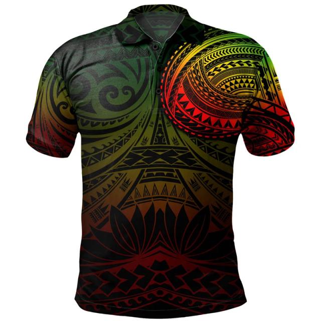Camisa Polo Masculina de Verão com Estampa Tribal e Botão Havaiano - Conforto e Estilo Casual