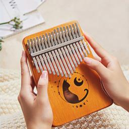 17 teclas kalimba cor gradiente design polegar piano mogno corpo de madeira instrumentos musicais com aprendizagem livro afinação martelo - Image 4
