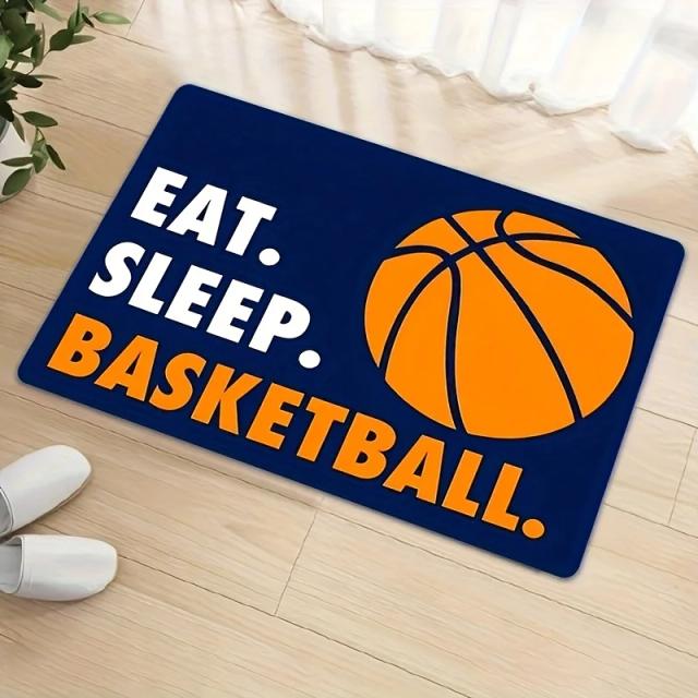 Capacho "Comem. Dormir. Basquete." - Design de Entrada Doméstica Esportiva