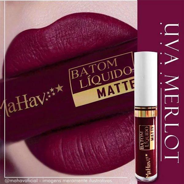 Batom Líquido Matte Mahav com Toque Aveludado e Acabamento Perfeito