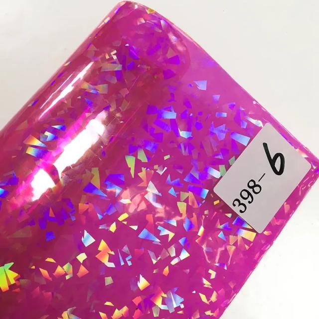 Película de PVC Iridescente Transparente com Padrão de Vidro Quebrado - Vinil Colorido para DIY e Capa de Saco, 46x135cm
