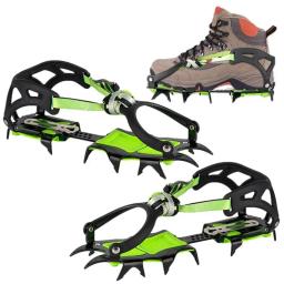 1 par 14 dentes escalada crampons para o inverno ao ar livre caminhada pesca no gelo sapatos de neve antiderrapante sapatos manganês aço sapato cobre - Image 1