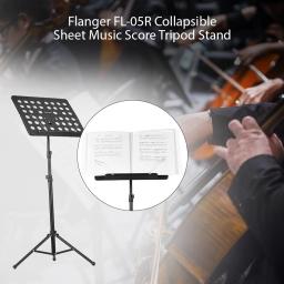 Flanger dobrável folha música pontuação tripé Stand, suporte leve, suporte de liga de alumínio com resistente à água Carry Bag - Image 2