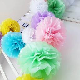 20cm 8 Polegada papel artificial pom pompons decoração tecido festa de casamento flores bolas pompom decoração para casa páscoa mariage - Image 4