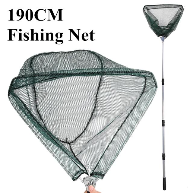 Rede de Pesca Telescópica Dobrável 190cm Liga de Alumínio