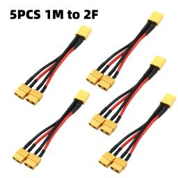 Fio de silicone xt60 conector de bateria paralela macho/fêmea cabo dupla extensão divisor y/motor de bateria rc com 3 vias 14awg - Image 3