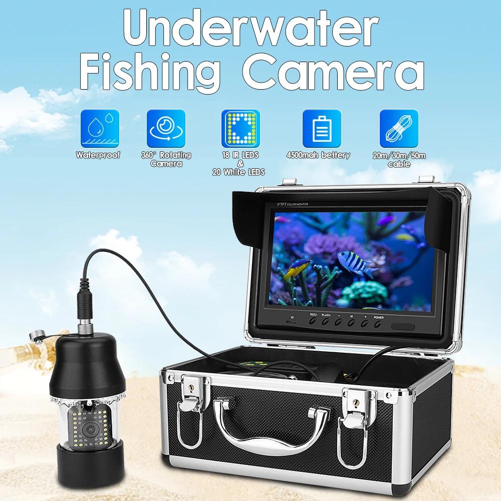 9 "Fish Finder Câmera Pesca Subaquática, 360 graus de rotação, TFT DVR, IP68 impermeável, 38 LEDs para o gelo/mar, Rio Pesca - Image 1