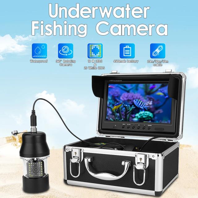 Câmera Subaquática Fish Finder 360º com TFT DVR, IP68 Impermeável e 38 LEDs para Pesca em Gelo e Mar