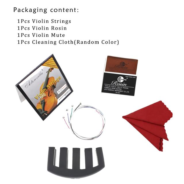 Conjunto Completo de Acessórios para Violino: Cordas, Pano de Limpeza, Ferramentas de Música, Mudo e Rosin de Alta Qualidade