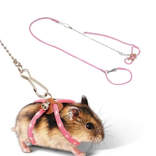 Arnês Ajustável Confortável para Pequenos Animais de Estimação como Papagaios, Hamsters, Furões e Cobaias com Trela Inclusa