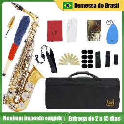 SLADE-Saxofone de bronze com Case, E Sax Plano, Saxofone Alto, Instrumento de Sopros, Reeds Bocal, Luvas, Peças e Acessórios - Image 1