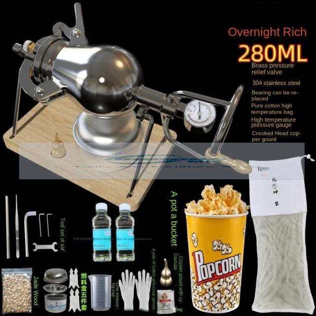 Máquina de Pipoca Mini em Aço Inoxidável com Capacidade de 300ml e Design Retrô