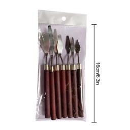 Aço inoxidável arte raspador, pintura a óleo textura faca, paleta ferramenta, pintura cor mistura pá, artesanato artista kit, 7pcs - Image 3