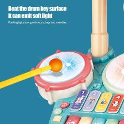 Brinquedo de bateria com instrumentos musicais, luzes de microfone, teclado piano, aprendizagem precoce, brinquedos educativos para crianças, menina de 3 anos - Image 6