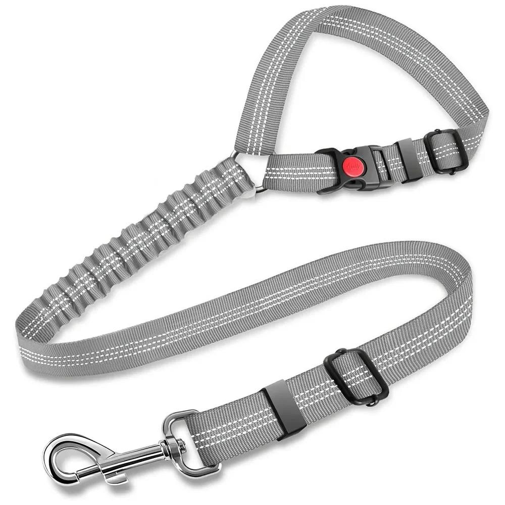 Cinto de segurança do carro do cão retrátil, Cinto de segurança do carro do cão 3in 1, Reflective Elastic Nylon Pet Seat Belt para o veículo - Image 1