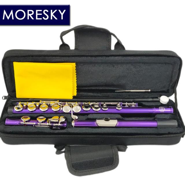 Flauta MORESKY MFL-604 de 16 Furos em E com Chaves em C - Cuproníquel Niquelado Roxo