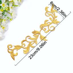 Apliques bordados de tecido madressilva, remendos longos de flores, dourado e prata, ferro-on, vestido vintage DIY, bags fantoches, 1 pc, 2 pcs - Image 5