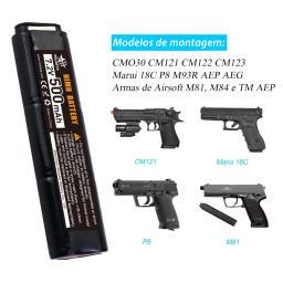 Bateria para CYMA Airsoft, bateria para CYMA, 500mAh, Ni-MH, CM030, CM121, CM122, CM123, CM125, CM126, CM127, Marui, 18C, P8, AEG, M81, M84, TM, 2, 3N, 6S, 6S - Image 5