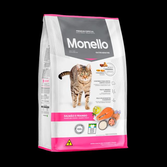 Ração Monello Sabor Salmão e Frango 1 Kg para Gatos Adultos