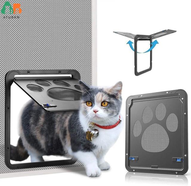 Porta de Tela Magnética para Animais de Estimação 8x10x0.4" com Tampa Automática para Cachorros e Gatos - Preto