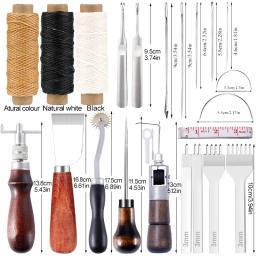 Kit prático de ferramentas artesanais em couro Kit de reparo de costura manual Punch de costura Carving Work Groover Set Conjunto de ferramentas DIY - Image 4