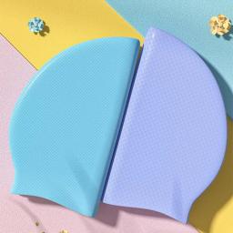 Chapéu de gorro de natação impermeável de silicone para homens e mulheres, tampas elásticas antiderrapantes, cor gradiente, acessórios de natação - Image 3