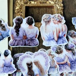 Desenhos animados adesivos para Artesanato e Scrapbooking, Aquarela, Roxo, Girls' Sisters, Foto de Grupo, Livro, Etiqueta de Estudante - Image 2
