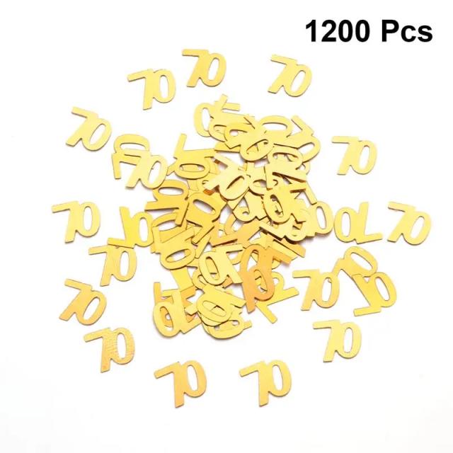 Conjunto de 1200 Lantejoulas Metálicas para Festa de Aniversário de 70 Anos - Confetes Brilhantes para Decoração de Mesa e Casamento