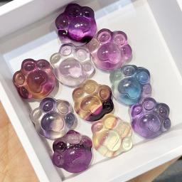 Natural Colorido Fluorita Gato Pata Cristal Pedra Escultura, Reiki Tratamento de Cura Pedras Preciosas, Home Decor Ornamento, DIY Colar Jóias - Image 6