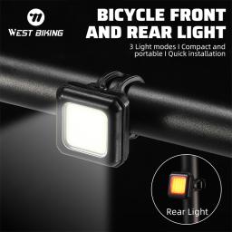 West Bike-Bicicleta dianteira e traseira LED Light, Bike Light, farol, aviso, lanterna traseira, peças da bicicleta, Type-C Carga - Image 1