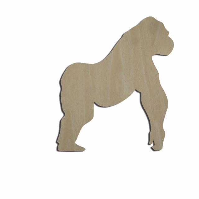 Escultura de Madeira em Branco para DIY: Gorila em Pé para Scrapbooking e Artesanato Artesanal
