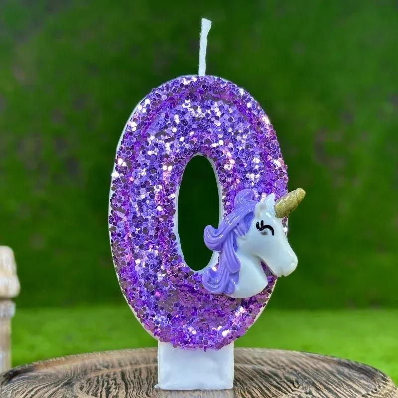 Criativo Digital Velas De Aniversário, Número 0-9, Unicórnio DIY, Suprimentos De Celebração De Aniversário, Decoração De Festa De Bolo, 1 Ano - Image 1