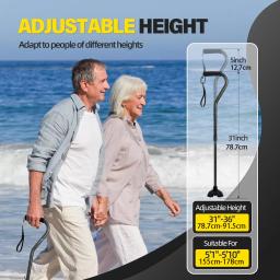 Bastão de caminhada para homens e mulheres, bengala ajustável, alça almofadada, portátil, leve, resistente à mobilidade, auxílio walker para idosos - Image 5