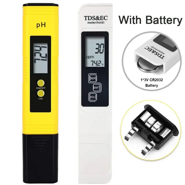 Medidor Digital TDS e pH para Água com Alta Precisão e Display LCD - Tester de Pureza 0-9990ppm 0-14 pH Ideal para Aquários e Filtros