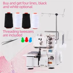 300W Máquina de costura de Overlock Desktop de quatro linhas domésticas Com código de borda costura de borda Máquina de costura Overlock Máquina de costura Lockstitch do escritório Com luz LED - Image 5