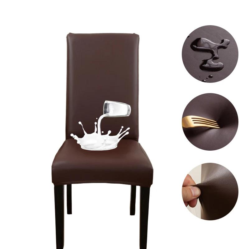PU Tecido Cadeira Capa para Sala de Jantar, Tudo Incluído, Impermeável, Elástico, À Prova de Poeira, Escritório, Hotel, Animais - Image 1