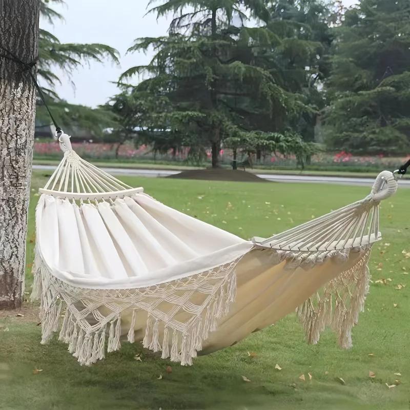 Hammock de acampamento ao ar livre com borla, rolamento de alta carga, cadeira de jardim, cama dobrável pendurada, externa ou interna, 1pc - Image 1
