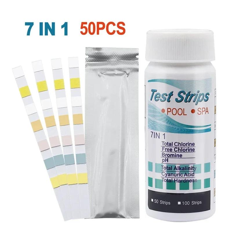 7 em 1 tiras de teste para o aquário, tanque de peixes, associação, termas, qualidade de água, papel da medida do cloro, 50 peças, 100 pcs - Image 1