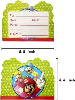 Super Mario Louça Descartável, Cartão De Convite, Decoração De Festa De Aniversário, Chuveiro De Bebê, Louça, Capa, Favor Infantil, Suprimentos De Festa - Image 6