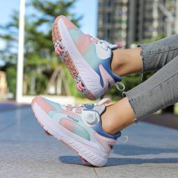 Moda 4 rodas patins tênis para estudantes crianças sapatos de roda ao ar livre sapatos esportivos multifuncionais - Image 2