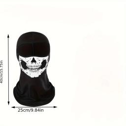 Balaclava para motocicleta, máscara facial completa com estampa de caveira, máscara facial completa à prova de vento para esqui, cabeça, pescoço, forro para capacete de bicicleta - Image 6