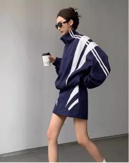 Jaqueta e saia feminina combinando cores, traje de treino de dança, jaqueta Hip Hop, roupa esportiva, roupa esportiva feminina, 2 peças - Image 2