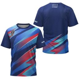 T-shirt de treinamento esportivo gráfico colorido para homens e mulheres, leve e respirável, top de secagem rápida, tamanho asiático, tênis e badminton - Image 1